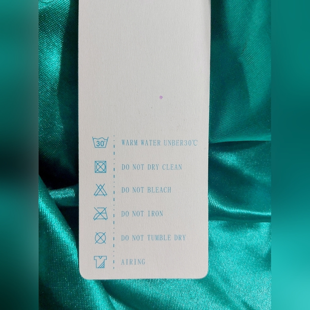 Emerald Green Satin Asymmetrical Mini Dress Ruched Side V Neck NWT Size Small - Picture 5 of 9